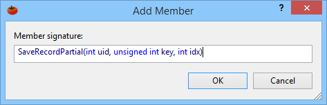 Specify the signature of the new method or member variable