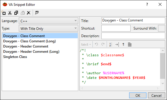 Visual Assist Features: Code Snippets - Whole Tomato Software