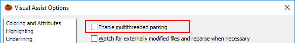 Tell Visual Assist to parse in a single thread